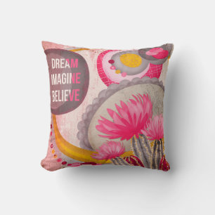 Coussin Citation moderne Abstraite Bourgogne rose