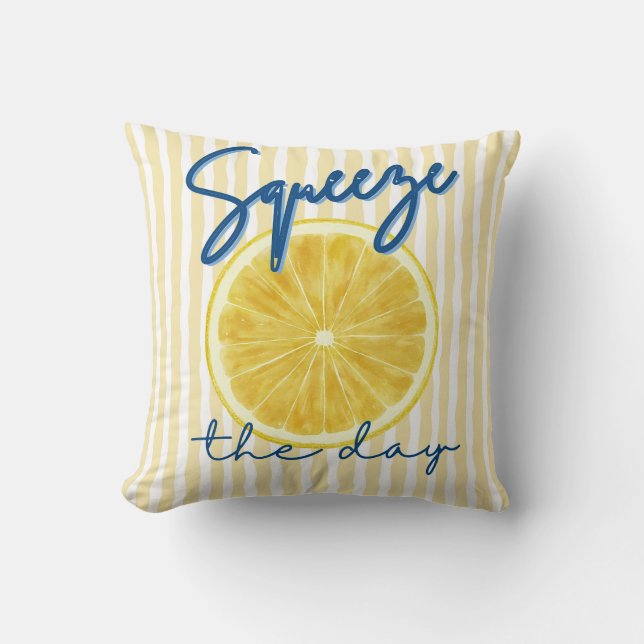 Coussin Citation Motivante de Citron de Squeeze the Day (Recto)