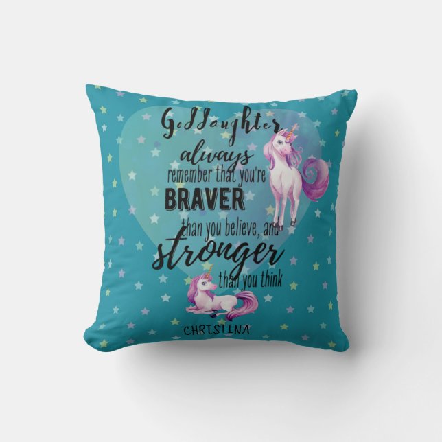 Coussin Citation Motivationnelle de GODDAUGHTER Unicorn Tu (Recto)