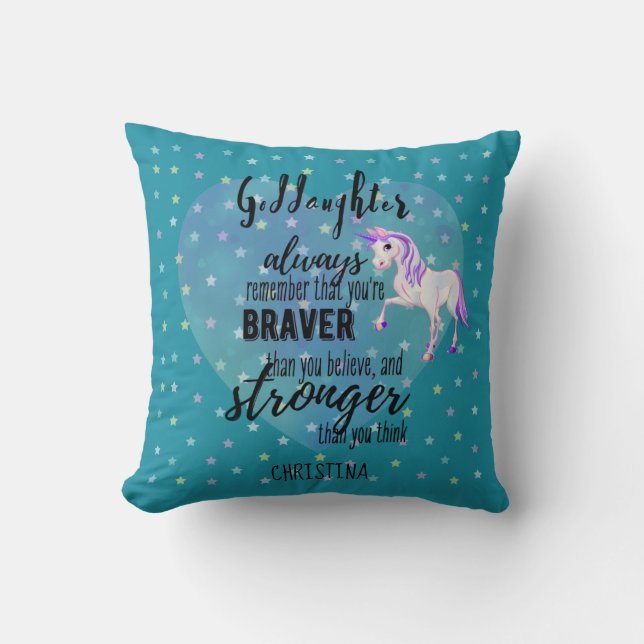 Coussin Citation Motivationnelle de GODDAUGHTER Unicorn Tu (Recto)
