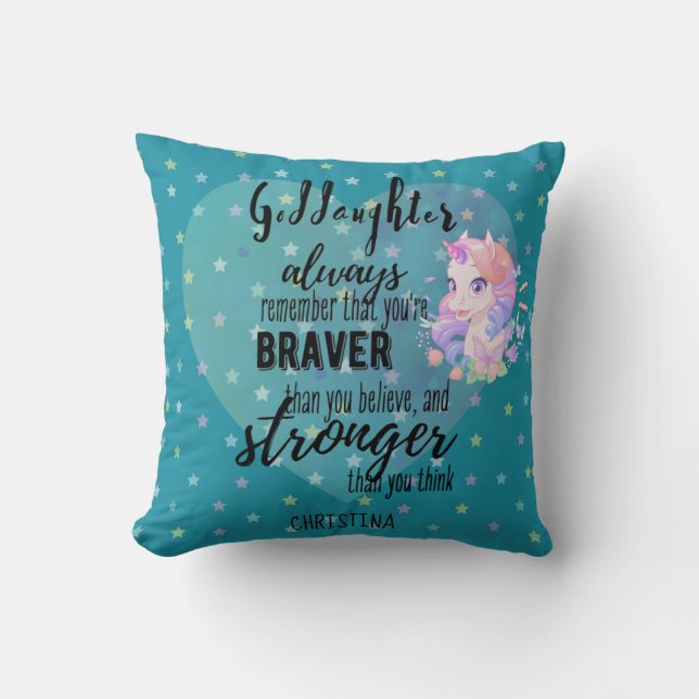 Coussin Citation Motivationnelle de GODDAUGHTER Unicorn Tu (Recto)
