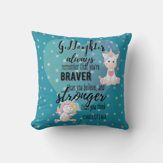 Coussin Citation Motivationnelle de GODDAUGHTER Unicorn Tu (Recto)