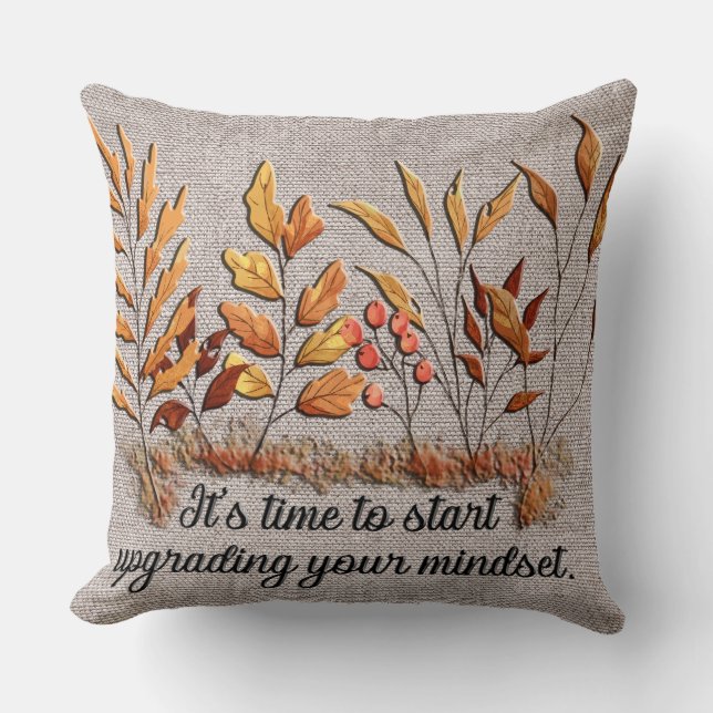 Coussin Citation Motivationnelle Florale Automne (Recto)