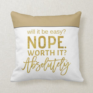 Coussin Citation motivationnelle/typographie de l'or