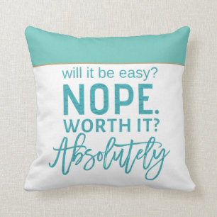 Coussin Citation motivationnelle/typographie Turquoise