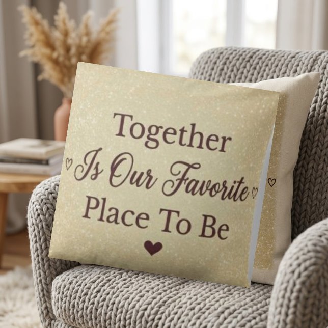 Coussin Citation Pailleté Or Beige Élégant (Créateur téléchargé)
