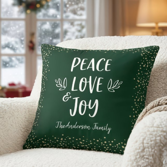 Coussin Citation Paix Amour Joie Typographie Moderne Nom (Créateur téléchargé)