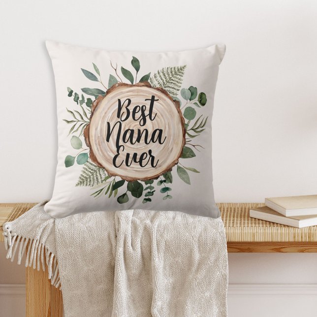 Coussin Citation Personnalisée Bois Rustique et Feuillage  (In situ)