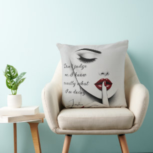 Coussin Citation Sassy Personnalisé Lèvres Rouges Beauté G