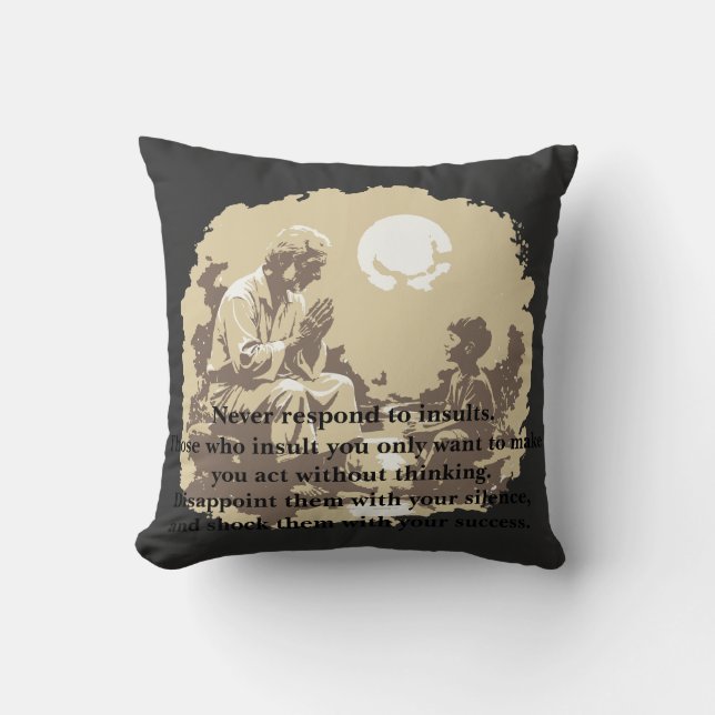 Coussin Citation « Silence & Succès » motivante (Recto)
