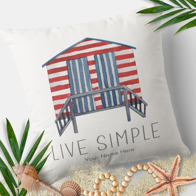 Coussin Citation Simple Vie Cabane de Plage Nautique d'Été (Créateur téléchargé)