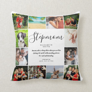 Coussin Citation Stepmaman Script moderne 12 Photo Collage
