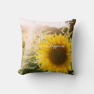 Coussin Citation tournesol "les fleurs sont le bonheur"