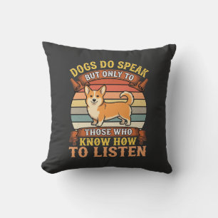 Coussin Citation Vintage sur les chiens Corgi qui parlent