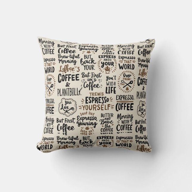 Coussin Citations de café manuscrites (Recto)