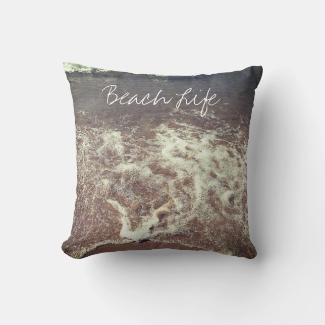 Coussin Citations de la vie de plage Vagues Océan Sableux  (Recto)