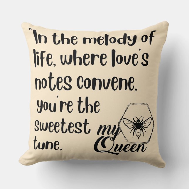 Coussin citations de ma reine des abeilles (Recto)