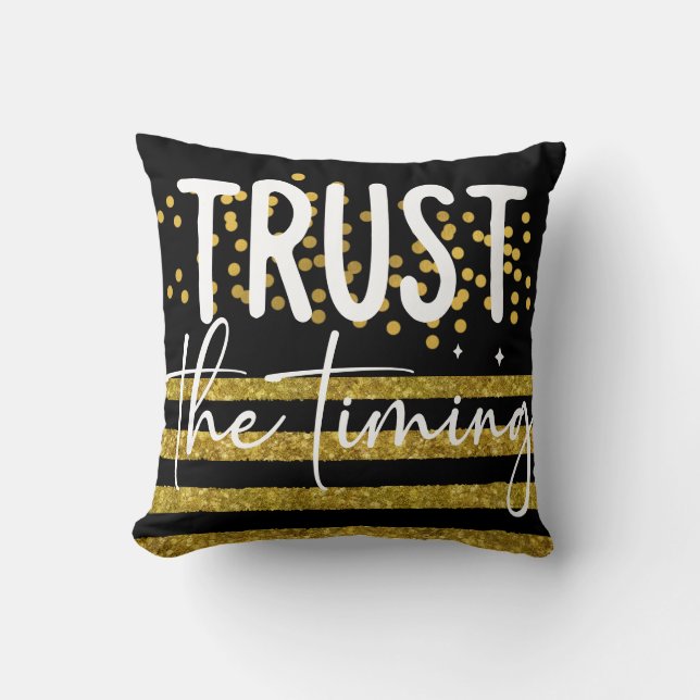 Coussin Citations de motivation sur le thème noir et or (Recto)