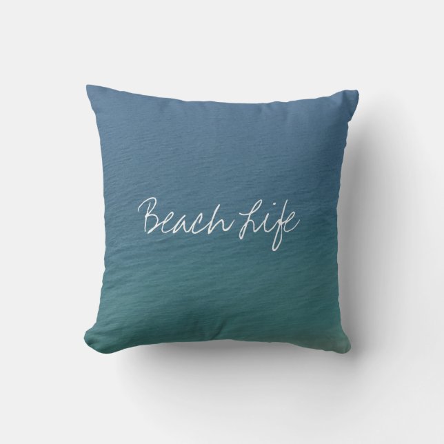 Coussin Citations de vie de plage Eau bleue océanique Abst (Recto)