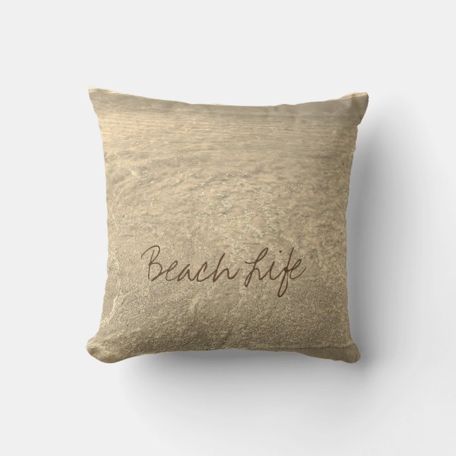 Coussin Citations de vie de plage Eau d'océan claire Art d (Recto)