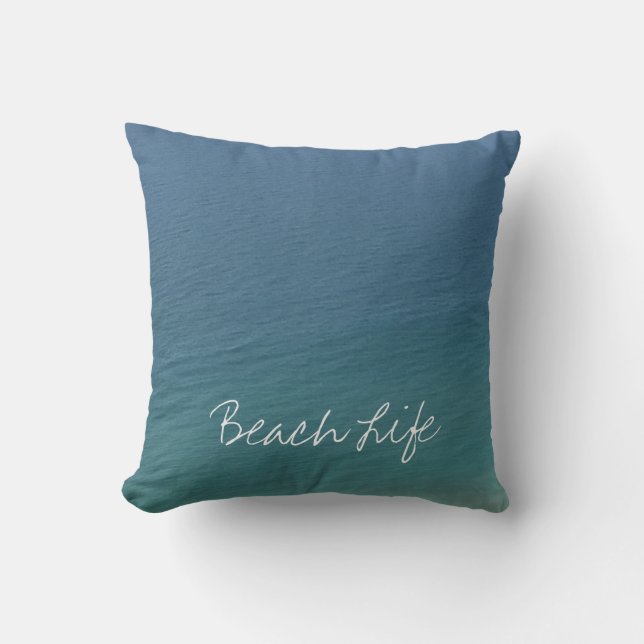 Coussin Citations de vie de plage Eau océanique bleue Abst (Recto)