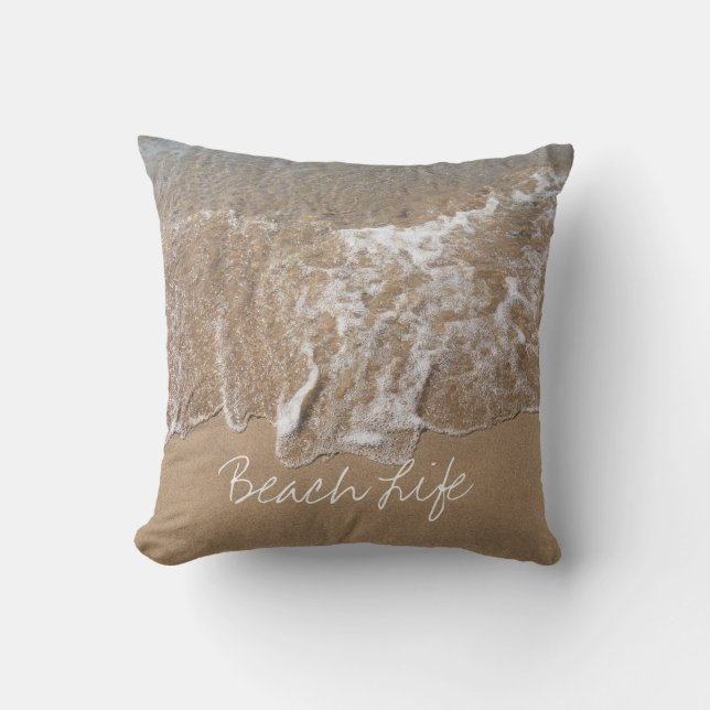 Coussin Citations de vie de plage Sable Océan Eau Vagues P (Recto)