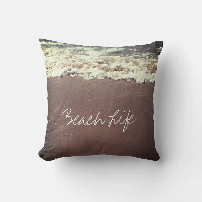 Coussin Citations de vie de plage Vagues Océan Côtière Sab (Recto)