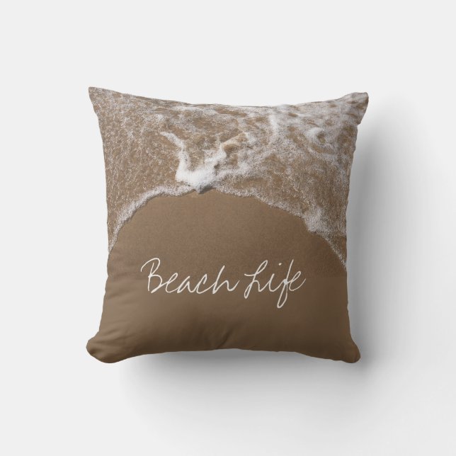 Coussin Citations de vie de plage Vagues Sableuse Eau Océa (Recto)