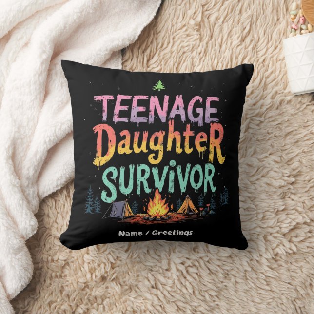 Coussin Citations drôles de survie de fille adolescente po (Couverture)