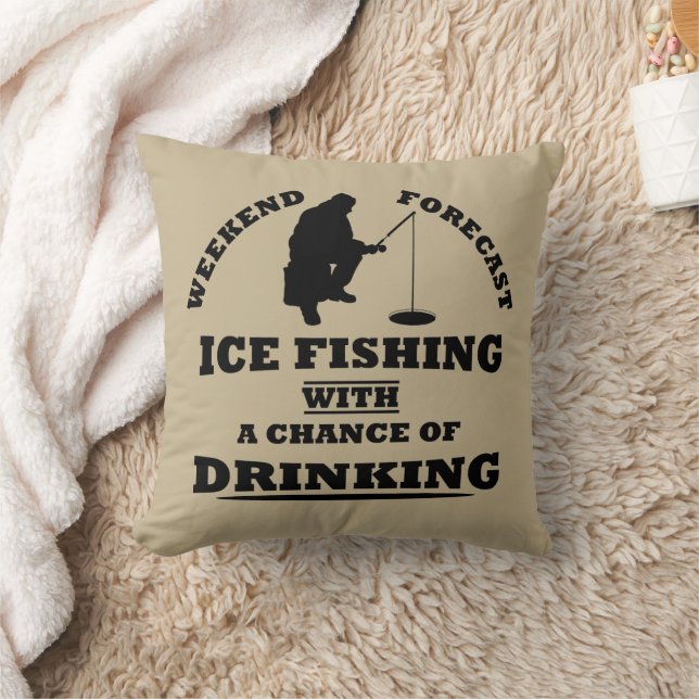 Coussin Citations drôles sur la pêche sur glace avec de l' (Couverture)
