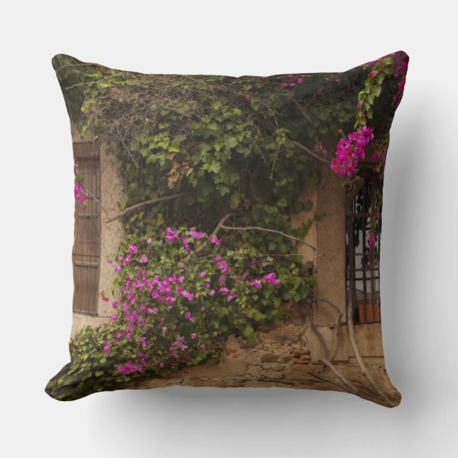 Coussin Cité Monumentale, bâtiments couverts de fleurs (Recto)