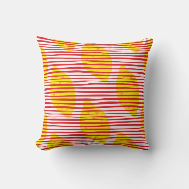 Coussin citron Abstrait avec motif sans feuille. Main dr (Recto)