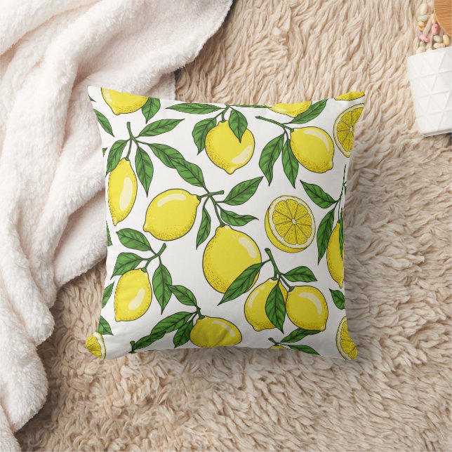 Coussin Citron Botanique Sans Seamless - Main Tirée (Couverture)