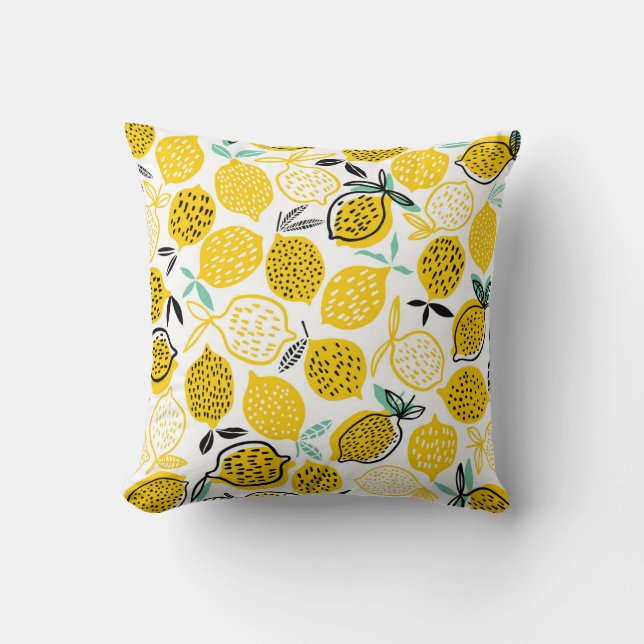 Coussin Citron Design été Illustration Vintage (Recto)