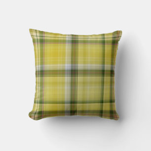 Coussin Citron jaune et vert plaid