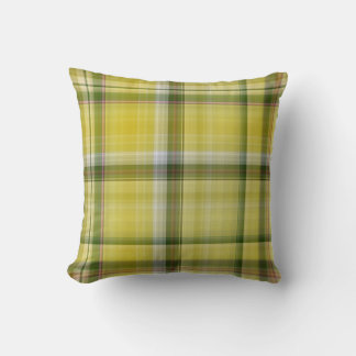 Coussin Citron jaune et vert plaid