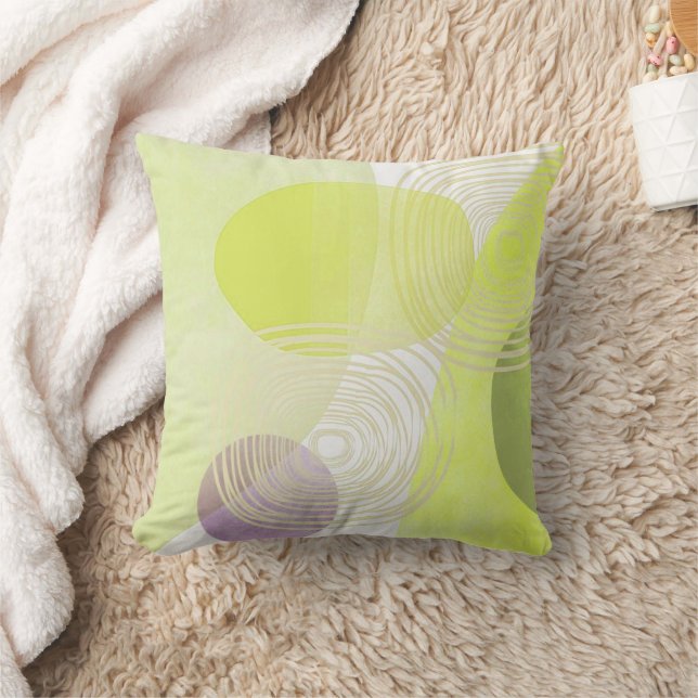 Coussin Citron Kiwi Vert Abstrait Milieu du Siècle (Couverture)