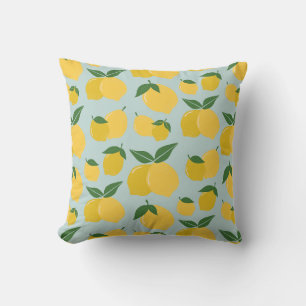 Coussin Citron Motif Fruit Rétro Jaune Sur Vert