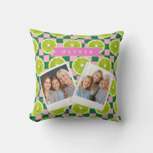 Coussin Citron Personnalisé Gingham Citrus Nom Personnalis