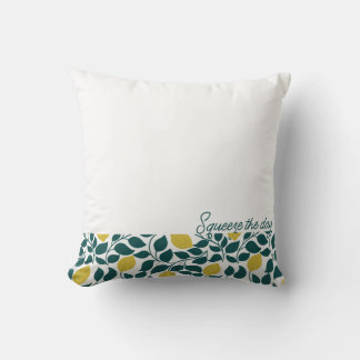 Coussin Citron Squeeze the Day, Citrus Dessiné à la Main