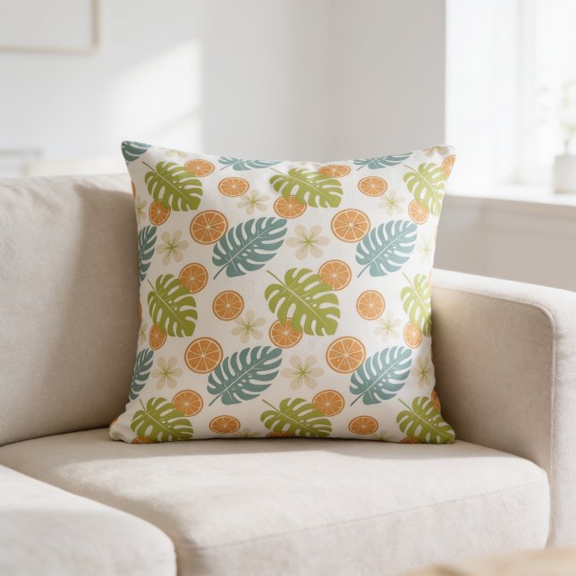 Coussin Citron Tropical (Citrus Tropical Throw Pillow)