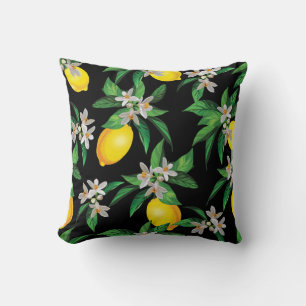Coussin Citron Vintage : Texture florale dessinée à la mai