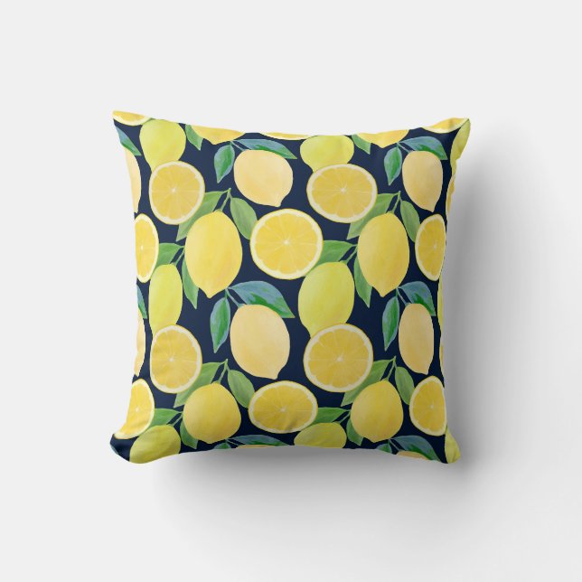Coussin Citrons aquarelle : Illustration Motif fraîche (Recto)
