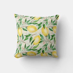 Coussin citrons aquarelle, motif de fruits sans soudure.