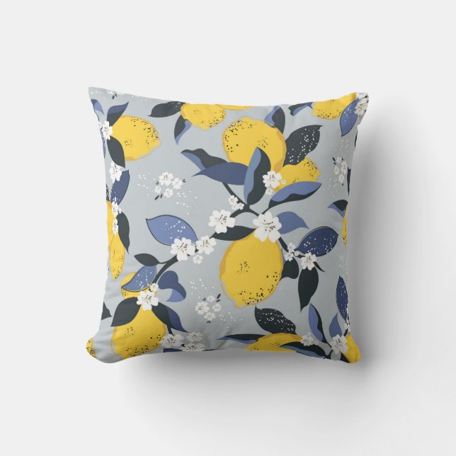 Coussin Citrons colorés : Motif Floral Citrus (Recto)