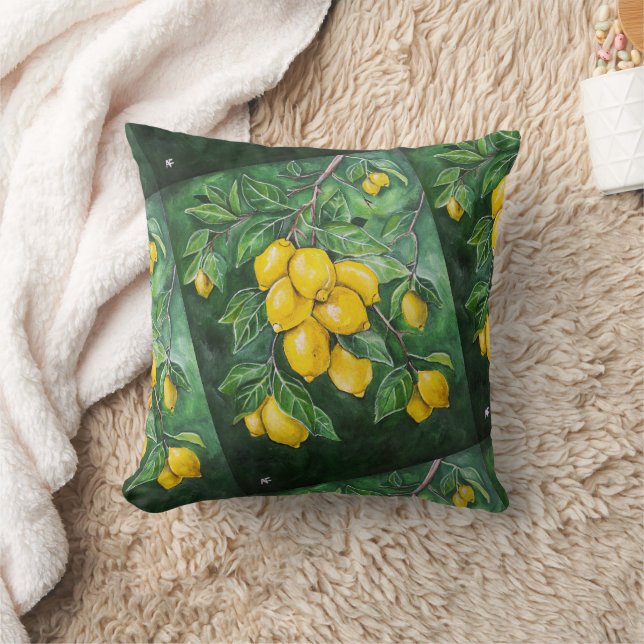 Coussin Citrons dorés par un jour d'hiver par Alfred Fox (Couverture)
