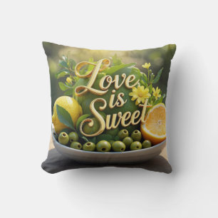 Coussin Citrons ensoleillés, olives, tranches d'agrumes
