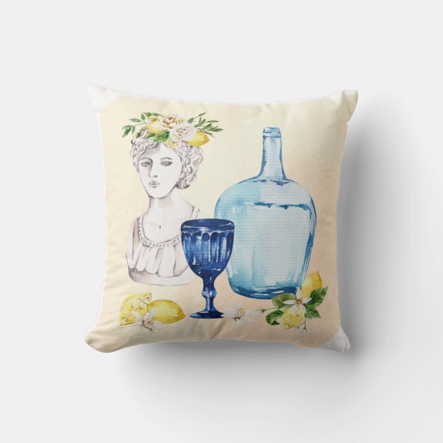 Coussin citrons et verres bleus (Recto)