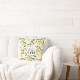 Coussin Citrons Jaunes Chic Floraison