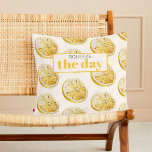 Coussin Citrons Jaunes Modernes Motif & Squeeze La Journée<br><div class="desc">Citrons Jaunes Modernes Motif & Squeeze La Journée</div>